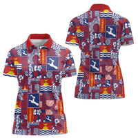 Kiribati Tekeraoi n te Kiritimati Women Polo Shirt Pacific Patchwork Xmas Vibes - Polynesian Pride