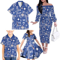 Marshall Islands Merry Christmas Family Matching Off The Shoulder Long Sleeve Dress and Hawaiian Shirt Pacific Patchwork Xmas Vibes LT9 - Polynesian Pride