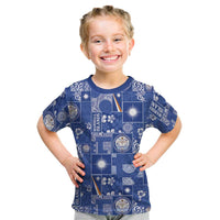Marshall Islands Merry Christmas Kid T Shirt Pacific Patchwork Xmas Vibes - Polynesian Pride