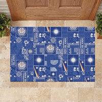 Marshall Islands Merry Christmas Rubber Doormat Pacific Patchwork Xmas Vibes - Polynesian Pride