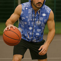 Marshall Islands Merry Christmas Sleeveless Zip Hoodie Pacific Patchwork Xmas Vibes - Polynesian Pride