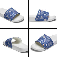 Marshall Islands Merry Christmas Slide Sandals Pacific Patchwork Xmas Vibes - Polynesian Pride