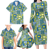 Palau Ungil Kurismas Family Matching Long Sleeve Bodycon Dress and Hawaiian Shirt Pacific Patchwork Xmas Vibes LT9 - Polynesian Pride
