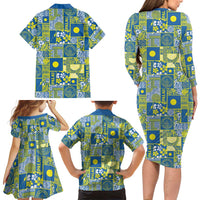 Palau Ungil Kurismas Family Matching Long Sleeve Bodycon Dress and Hawaiian Shirt Pacific Patchwork Xmas Vibes LT9 - Polynesian Pride