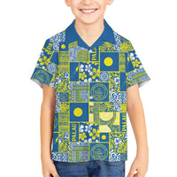 Palau Ungil Kurismas Family Matching Mermaid Dress and Hawaiian Shirt Pacific Patchwork Xmas Vibes LT9 Son's Shirt Green - Polynesian Pride
