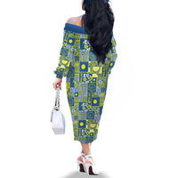 Palau Ungil Kurismas Family Matching Off The Shoulder Long Sleeve Dress and Hawaiian Shirt Pacific Patchwork Xmas Vibes LT9 - Polynesian Pride