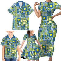 Palau Ungil Kurismas Family Matching Short Sleeve Bodycon Dress and Hawaiian Shirt Pacific Patchwork Xmas Vibes LT9 - Polynesian Pride