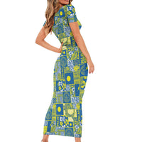 Palau Ungil Kurismas Family Matching Short Sleeve Bodycon Dress and Hawaiian Shirt Pacific Patchwork Xmas Vibes LT9 - Polynesian Pride