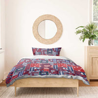 Red Samoa Manuia Le Kerisimasi Bedding Set Pacific Patchwork Xmas Vibes - Polynesian Pride