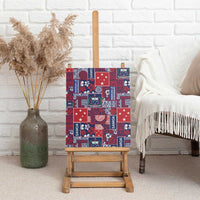 Red Samoa Manuia Le Kerisimasi Canvas Wall Art Pacific Patchwork Xmas Vibes - Polynesian Pride