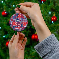 Red Samoa Manuia Le Kerisimasi Ceramic Ornament Pacific Patchwork Xmas Vibes - Polynesian Pride