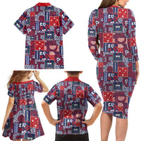 Red Samoa Manuia Le Kerisimasi Family Matching Long Sleeve Bodycon Dress and Hawaiian Shirt Pacific Patchwork Xmas Vibes LT9 - Polynesian Pride