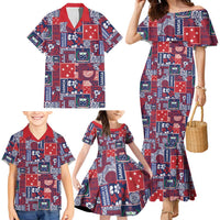 Red Samoa Manuia Le Kerisimasi Family Matching Mermaid Dress and Hawaiian Shirt Pacific Patchwork Xmas Vibes LT9 - Polynesian Pride