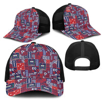 Red Samoa Manuia Le Kerisimasi Mesh Trucker Cap Pacific Patchwork Xmas Vibes - Polynesian Pride