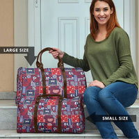 Red Samoa Manuia Le Kerisimasi Travel Bag Pacific Patchwork Xmas Vibes - Polynesian Pride