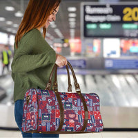 Red Samoa Manuia Le Kerisimasi Travel Bag Pacific Patchwork Xmas Vibes - Polynesian Pride