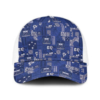 Blue Samoa Manuia Le Kerisimasi Baseball Net Cap Pacific Patchwork Xmas Vibes - Polynesian Pride