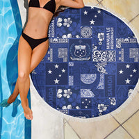 Blue Samoa Manuia Le Kerisimasi Beach Blanket Pacific Patchwork Xmas Vibes - Polynesian Pride