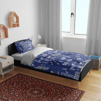 Blue Samoa Manuia Le Kerisimasi Bedding Set Pacific Patchwork Xmas Vibes - Polynesian Pride