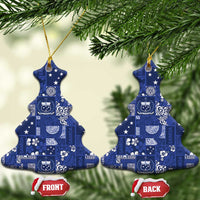 Blue Samoa Manuia Le Kerisimasi Ceramic Ornament Pacific Patchwork Xmas Vibes - Polynesian Pride