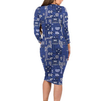 Blue Samoa Manuia Le Kerisimasi Family Matching Long Sleeve Bodycon Dress and Hawaiian Shirt Pacific Patchwork Xmas Vibes LT9 - Polynesian Pride