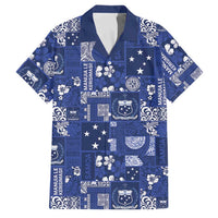 Blue Samoa Manuia Le Kerisimasi Family Matching Off Shoulder Maxi Dress and Hawaiian Shirt Pacific Patchwork Xmas Vibes LT9 Dad's Shirt - Short Sleeve Blue - Polynesian Pride