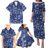 Blue Samoa Manuia Le Kerisimasi Family Matching Puletasi and Hawaiian Shirt Pacific Patchwork Xmas Vibes - Polynesian Pride