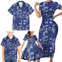 Blue Samoa Manuia Le Kerisimasi Family Matching Short Sleeve Bodycon Dress and Hawaiian Shirt Pacific Patchwork Xmas Vibes LT9 - Polynesian Pride
