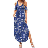Blue Samoa Manuia Le Kerisimasi Family Matching Summer Maxi Dress and Hawaiian Shirt Pacific Patchwork Xmas Vibes LT9 Mom's Dress Blue - Polynesian Pride