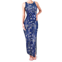 Blue Samoa Manuia Le Kerisimasi Family Matching Tank Maxi Dress and Hawaiian Shirt Pacific Patchwork Xmas Vibes LT9 Mom's Dress Blue - Polynesian Pride