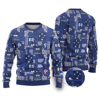 Blue Samoa Manuia Le Kerisimasi Ugly Christmas Sweater Pacific Patchwork Xmas Vibes - Polynesian Pride