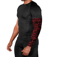 Dark Samoa Manuia Le Kerisimasi Arm Sleeves Pacific Patchwork Xmas Vibes - Polynesian Pride