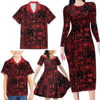 Dark Samoa Manuia Le Kerisimasi Family Matching Long Sleeve Bodycon Dress and Hawaiian Shirt Pacific Patchwork Xmas Vibes LT9 - Polynesian Pride