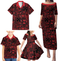 Dark Samoa Manuia Le Kerisimasi Family Matching Puletasi and Hawaiian Shirt Pacific Patchwork Xmas Vibes - Polynesian Pride