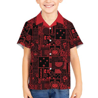 Dark Samoa Manuia Le Kerisimasi Kid Hawaiian Shirt Pacific Patchwork Xmas Vibes - Polynesian Pride