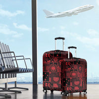 Dark Samoa Manuia Le Kerisimasi Luggage Cover Pacific Patchwork Xmas Vibes - Polynesian Pride