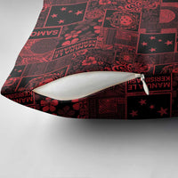 Dark Samoa Manuia Le Kerisimasi Pillow Cover Pacific Patchwork Xmas Vibes - Polynesian Pride