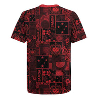 Dark Samoa Manuia Le Kerisimasi Rugby Jersey Pacific Patchwork Xmas Vibes - Polynesian Pride