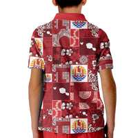Tahiti Oaoa I Teie Noera Kid Polo Shirt Pacific Patchwork Xmas Vibes - Polynesian Pride