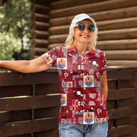 Tahiti Oaoa I Teie Noera Women Polo Shirt Pacific Patchwork Xmas Vibes - Polynesian Pride