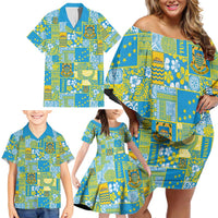 Tuvalu Manuia te Kilisimasi Family Matching Off Shoulder Short Dress and Hawaiian Shirt Pacific Patchwork Xmas Vibes LT9 - Polynesian Pride
