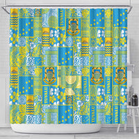 Tuvalu Manuia te Kilisimasi Shower Curtain Pacific Patchwork Xmas Vibes LT9 - Polynesian Pride