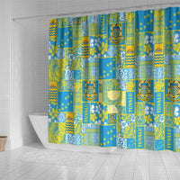 Tuvalu Manuia te Kilisimasi Shower Curtain Pacific Patchwork Xmas Vibes LT9 - Polynesian Pride