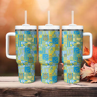 Tuvalu Manuia te Kilisimasi Tumbler With Handle Pacific Patchwork Xmas Vibes - Polynesian Pride