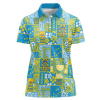 Tuvalu Manuia te Kilisimasi Women Polo Shirt Pacific Patchwork Xmas Vibes - Polynesian Pride
