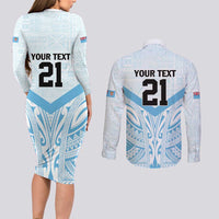 Fiji Football Custom Couples Matching Long Sleeve Bodycon Dress and Long Sleeve Button Shirt Bula Boys Go Champions LT9 - Polynesian Pride