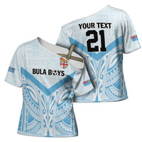 Fiji Football Custom Cross Shoulder Shirt Bula Boys Go Champions - Polynesian Pride