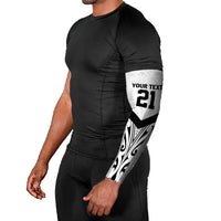 New Zealand Football Custom Arm Sleeves All White Fern Go Champions LT9 - Polynesian Pride
