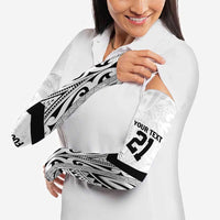 New Zealand Football Custom Arm Sleeves All White Fern Go Champions LT9 - Polynesian Pride
