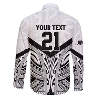 New Zealand Football Custom Family Matching Off The Shoulder Long Sleeve Dress and Hawaiian Shirt All White Fern Go Champions LT9 - Polynesian Pride